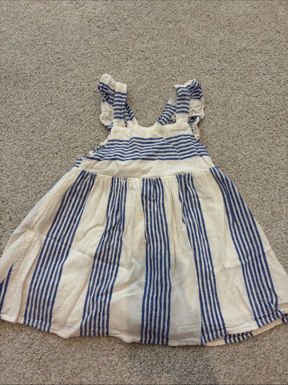 Crewcuts Blue and White Striped Sundress with Ruffle Straps